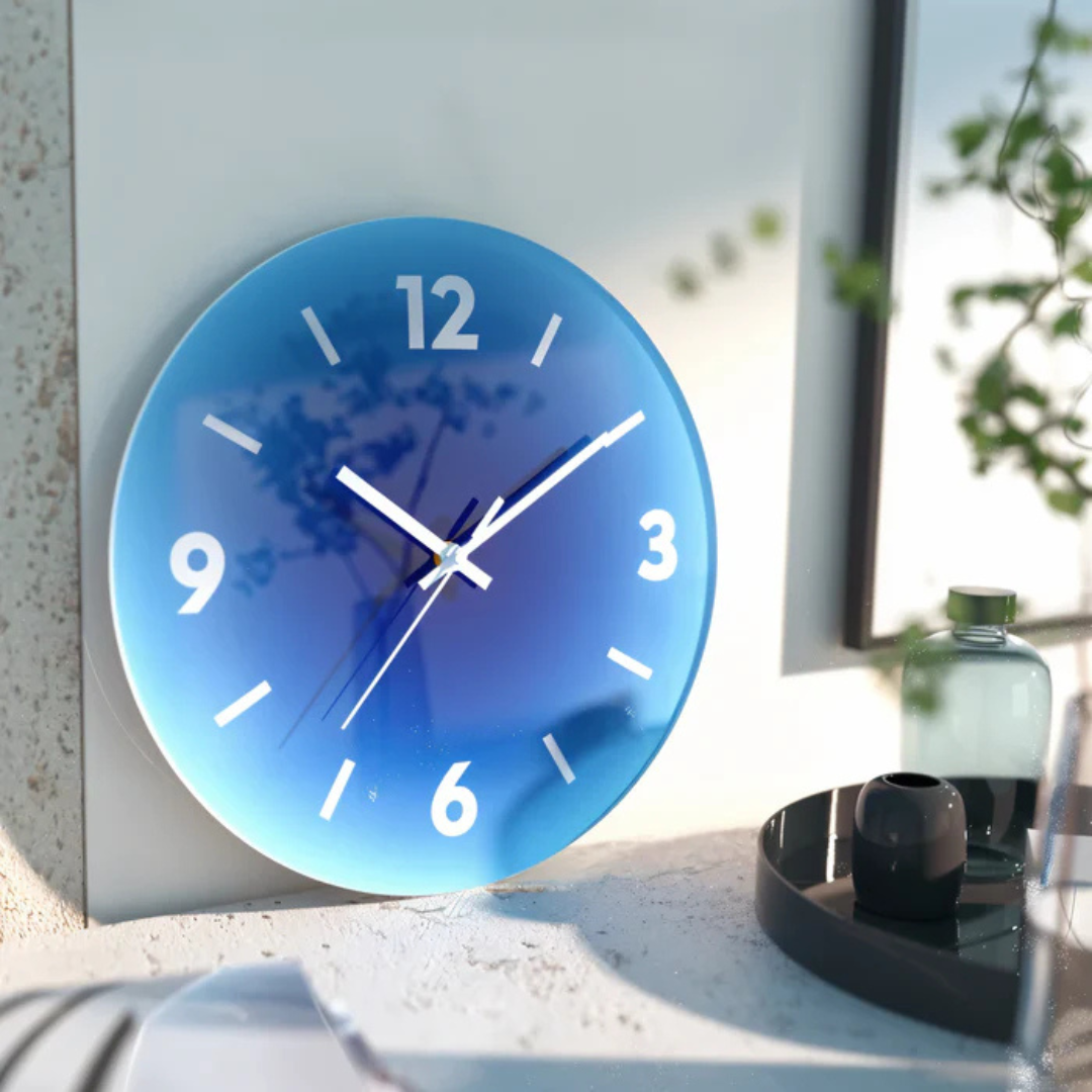 Modern Glass Wall Clock with Silent Quartz