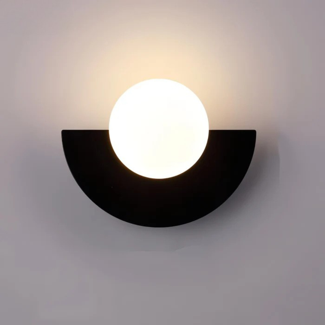 Modern Glass Wall Sconce with Half Moon Base