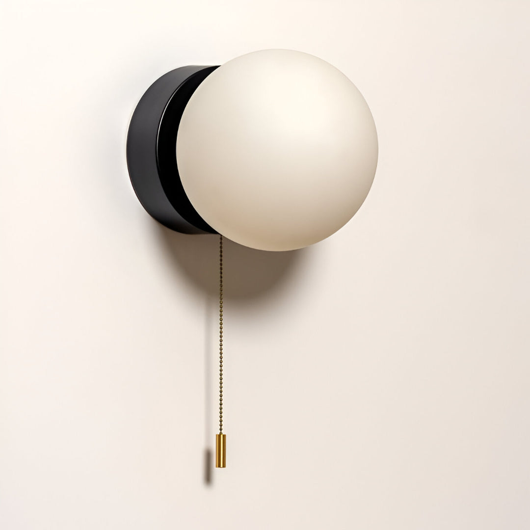 Modern Glass Wall Sconce with Pull Chain Light