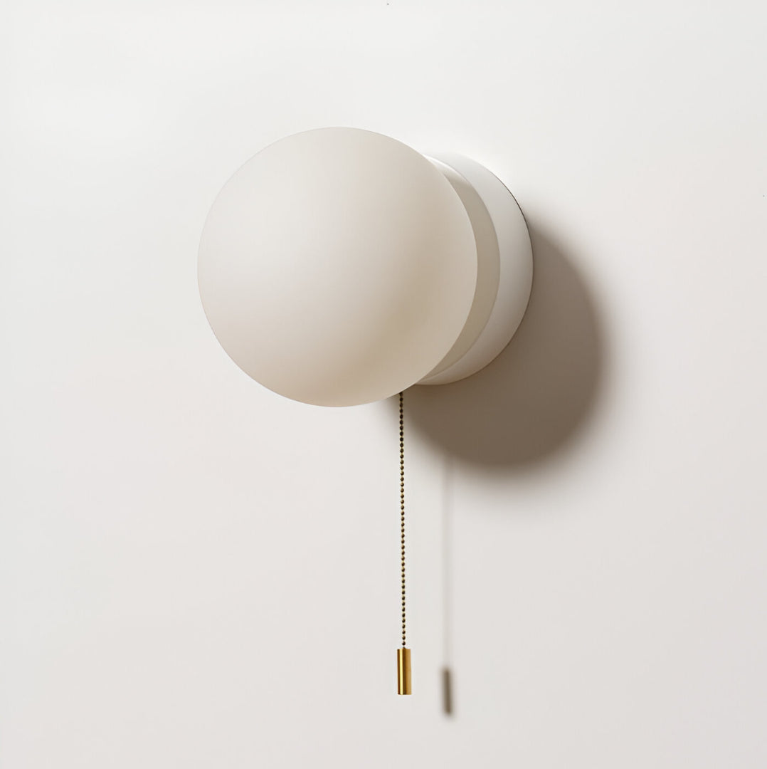 Modern Glass Wall Sconce with Pull Chain Light
