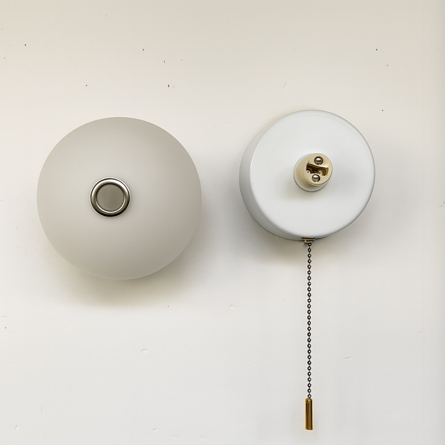 Modern Glass Wall Sconce with Pull Chain Light