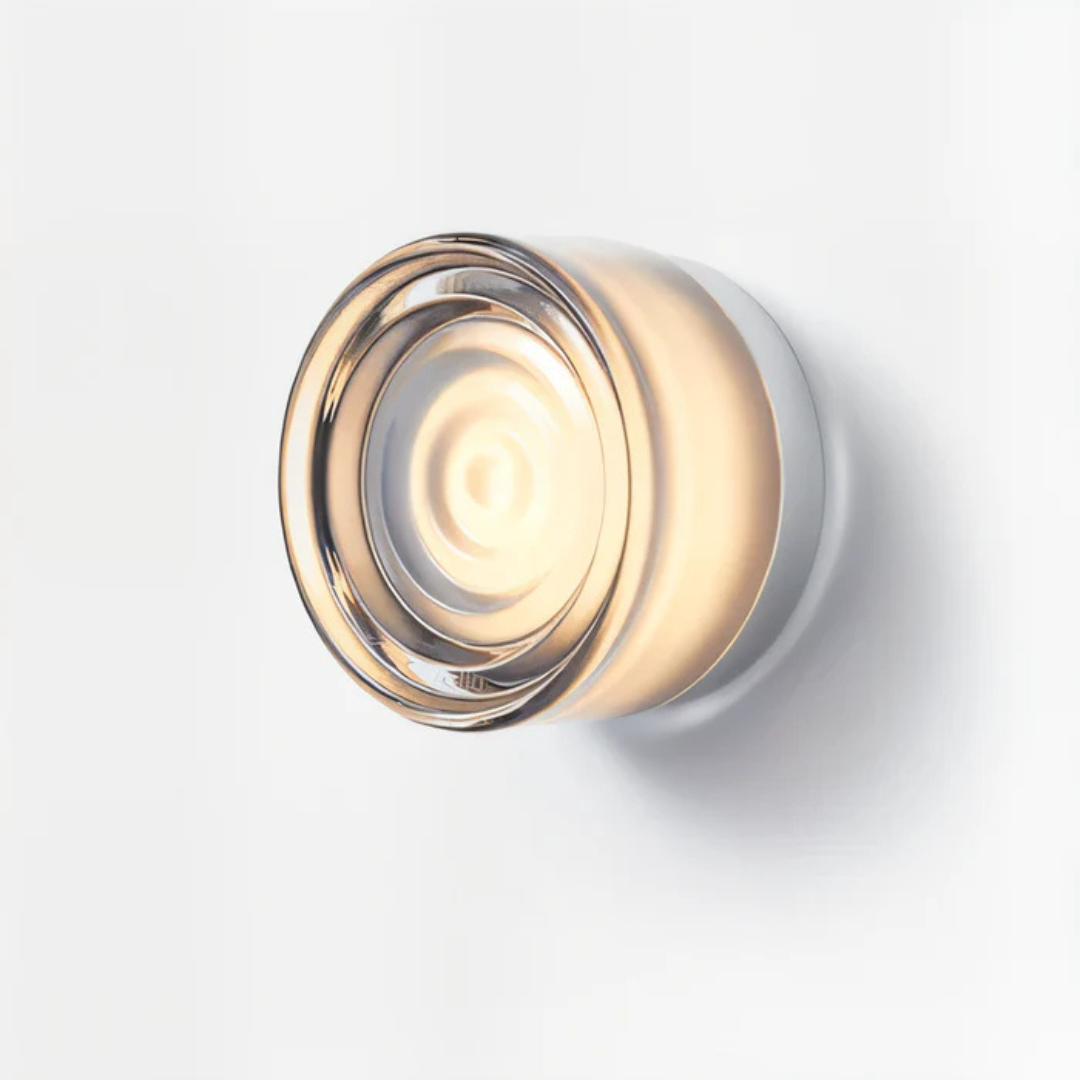 Modern Glass Wall Sconce with Round Halo Design
