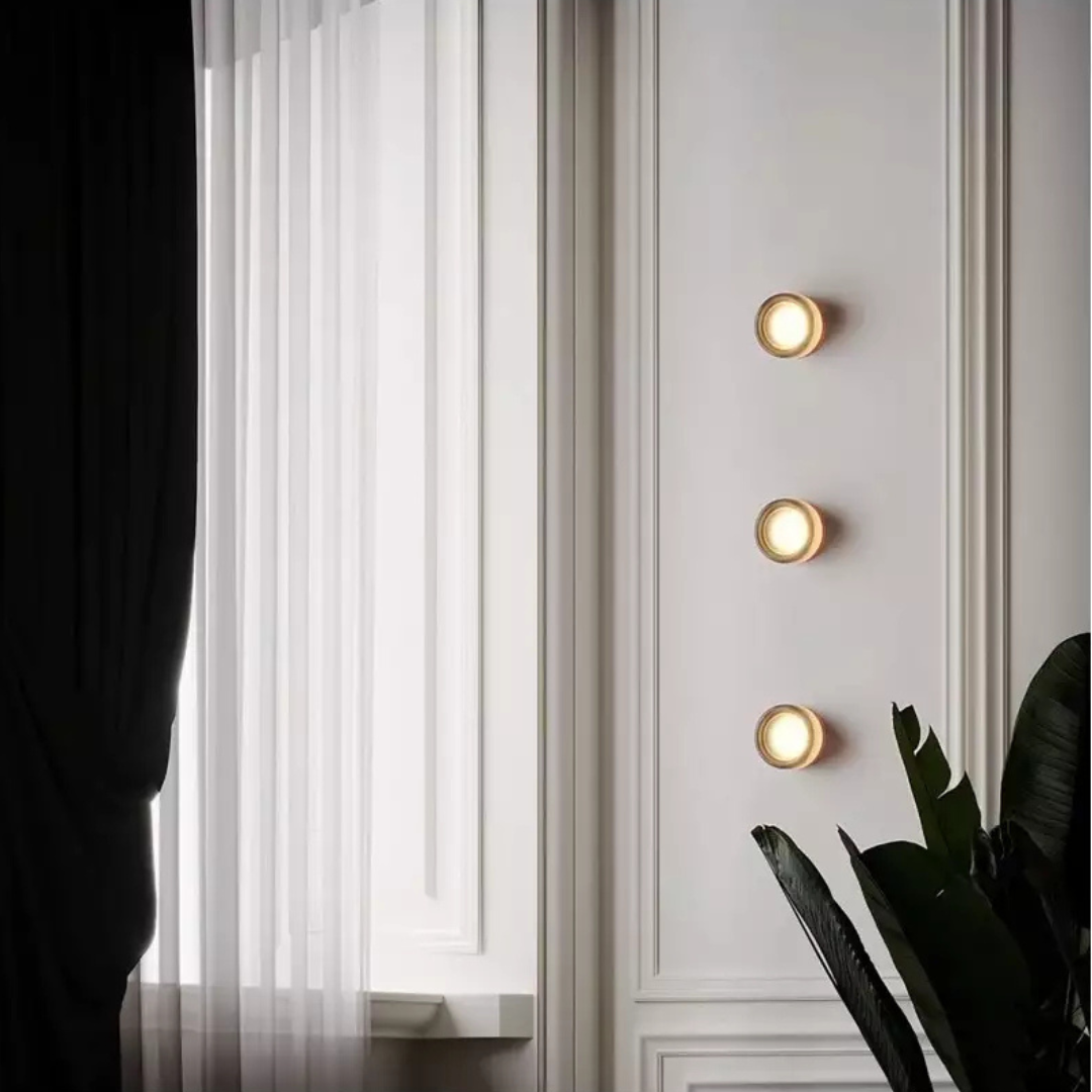 Modern Glass Wall Sconce with Round Halo Design