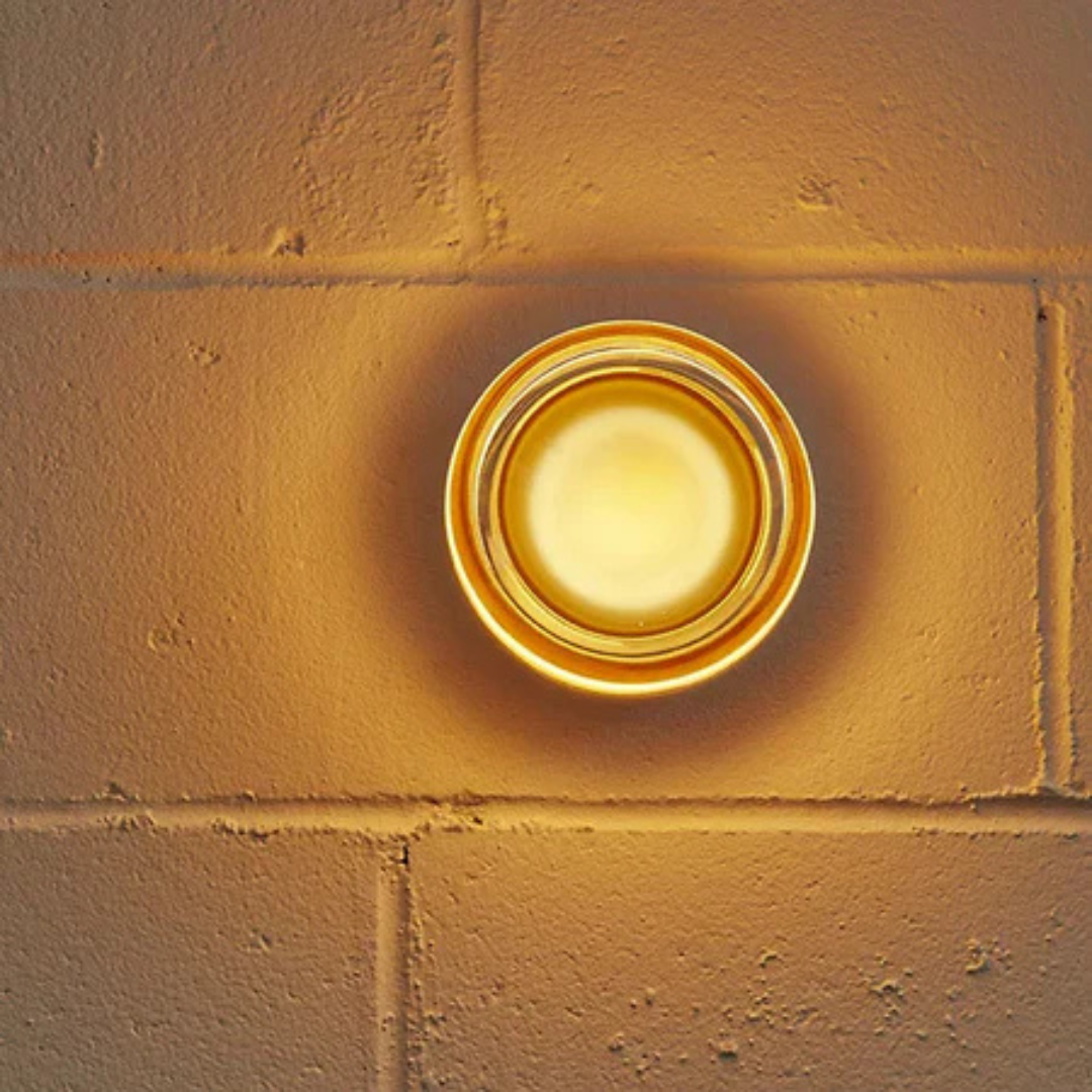 Modern Glass Wall Sconce with Round Halo Design