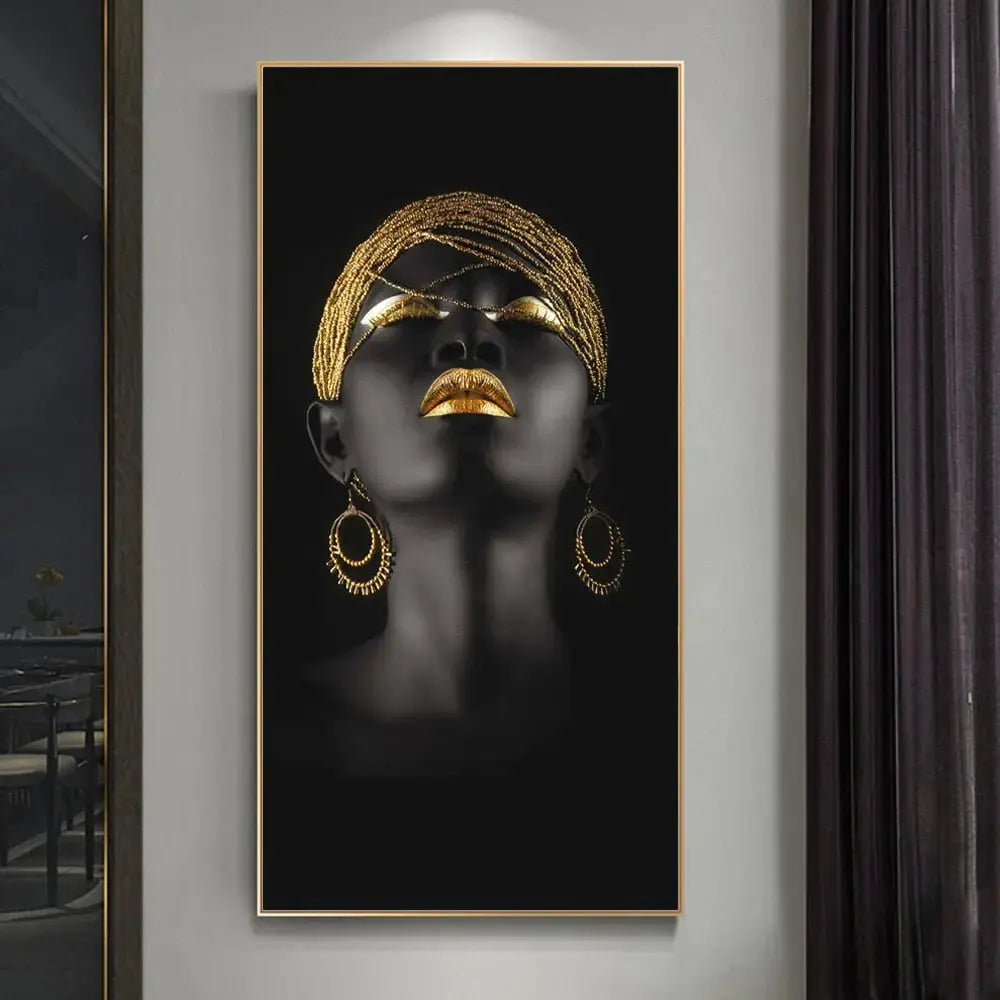 Modern Golden Portrait Canvas Wall Art Print