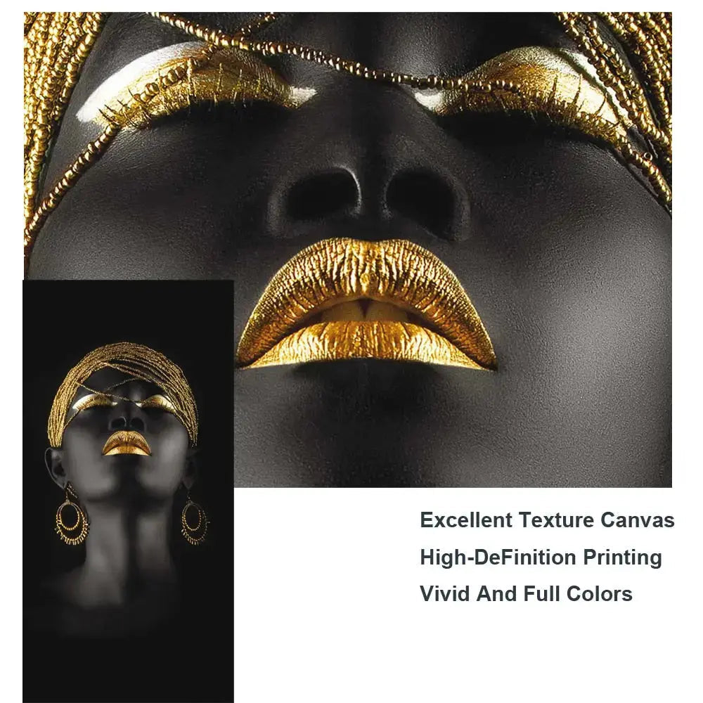 Modern Golden Portrait Canvas Wall Art Print