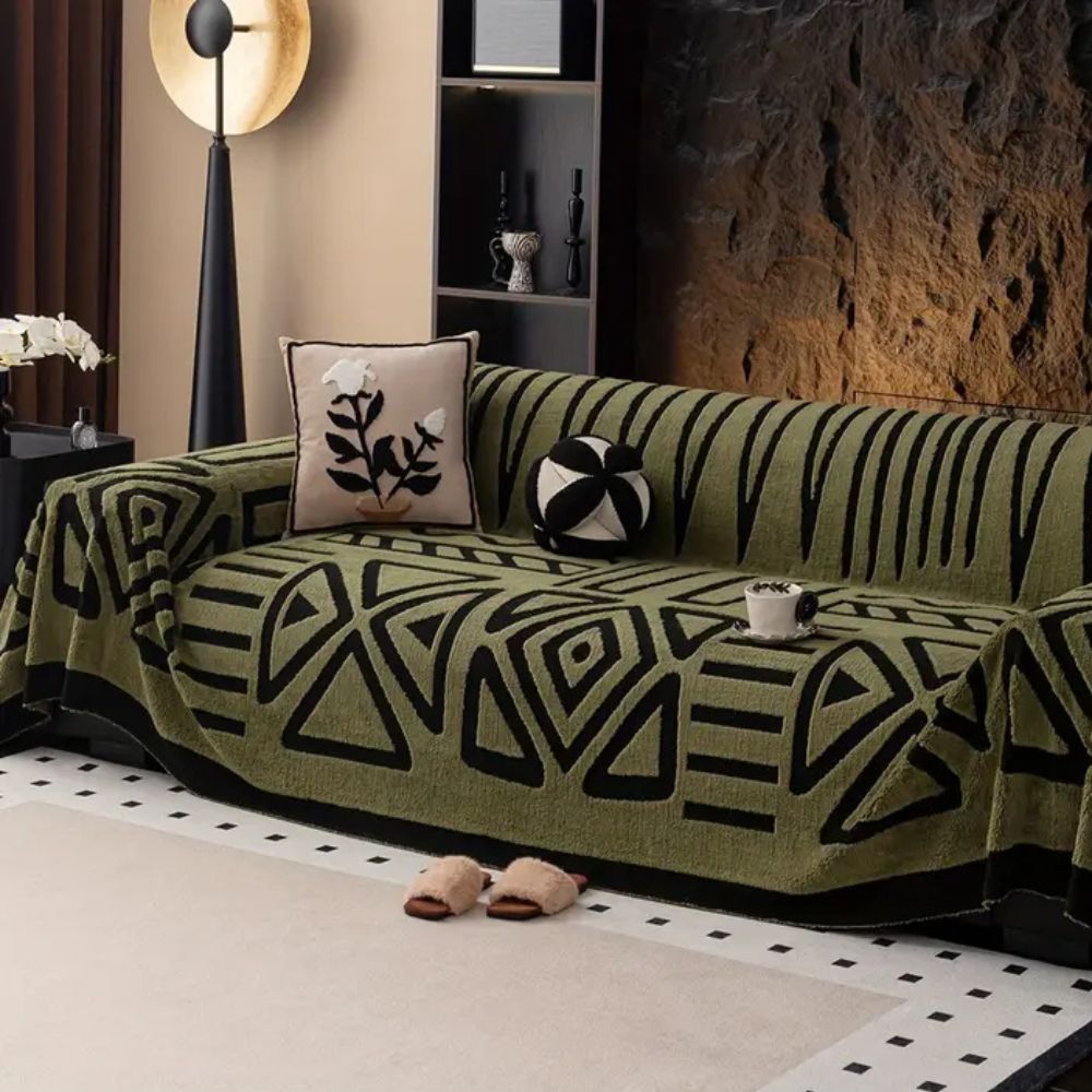 Modern Maze Sofa Cover with Jacquard Pattern