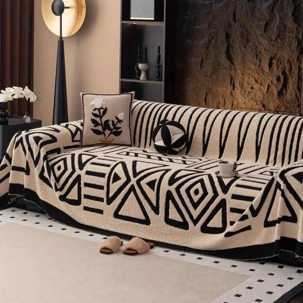 Modern Maze Sofa Cover with Jacquard Pattern