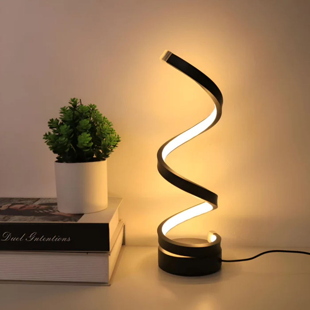 Modern Metal Spiral Table Lamp with LED Light