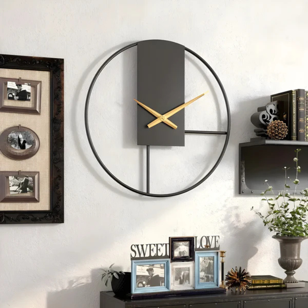 Modern Metal Wall Clock with Silent Quartz