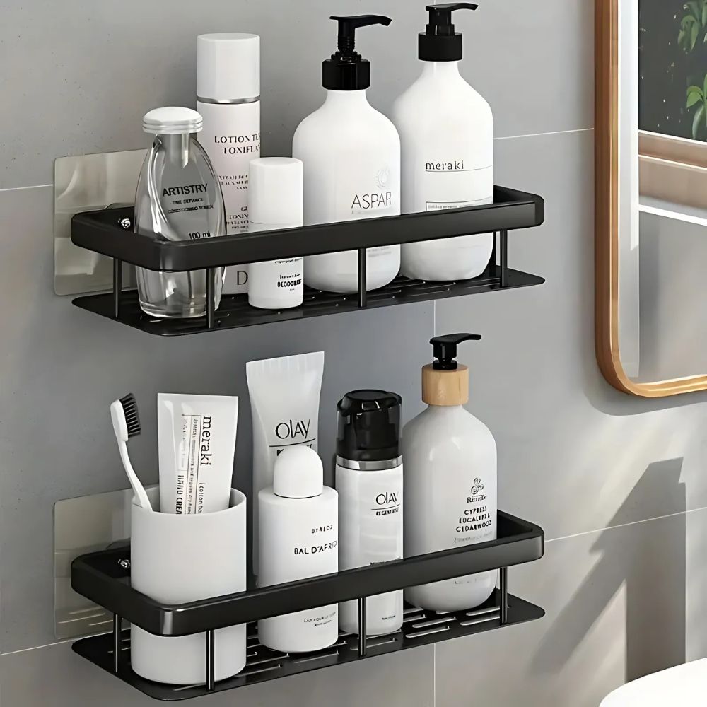 Modern Shower Shelf with Drill Free Mount