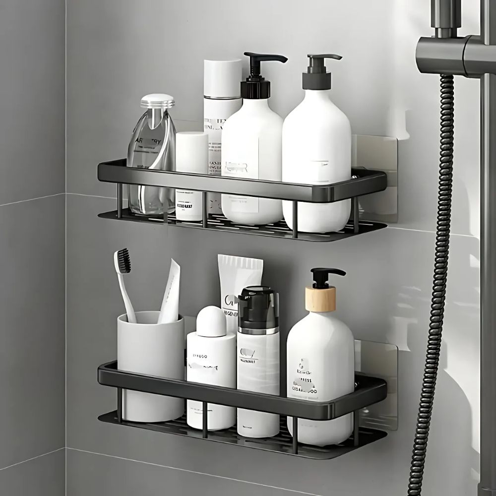 Modern Shower Shelf with Drill Free Mount