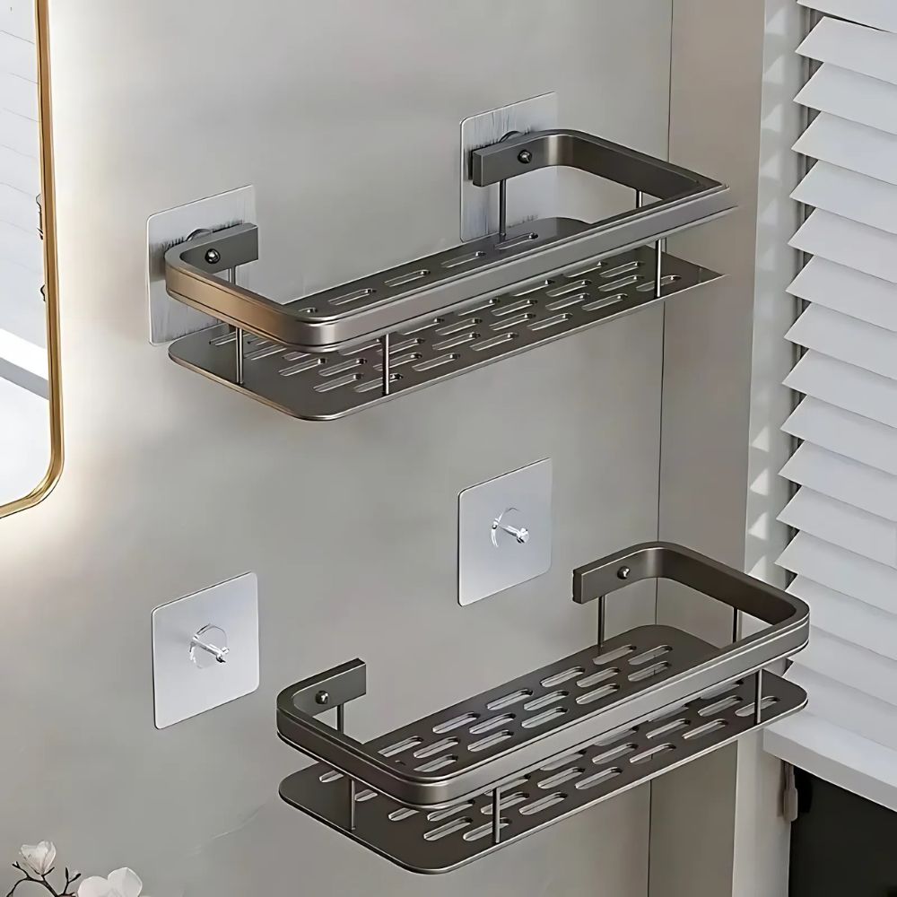 Modern Shower Shelf with Drill Free Mount
