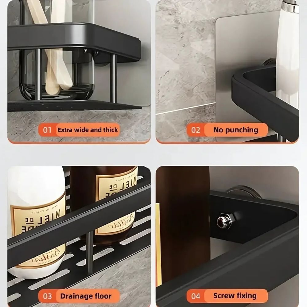 Modern Shower Shelf with Drill Free Mount