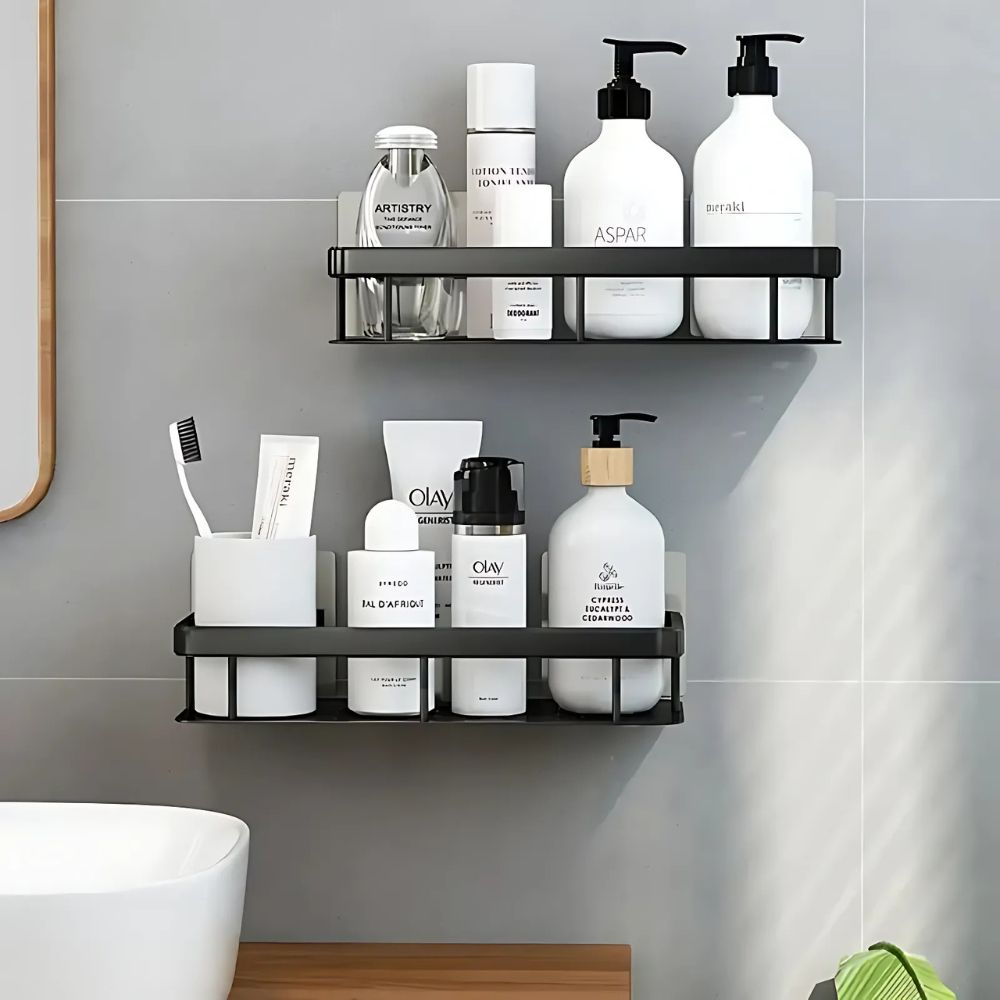 Modern Shower Shelf with Drill Free Mount