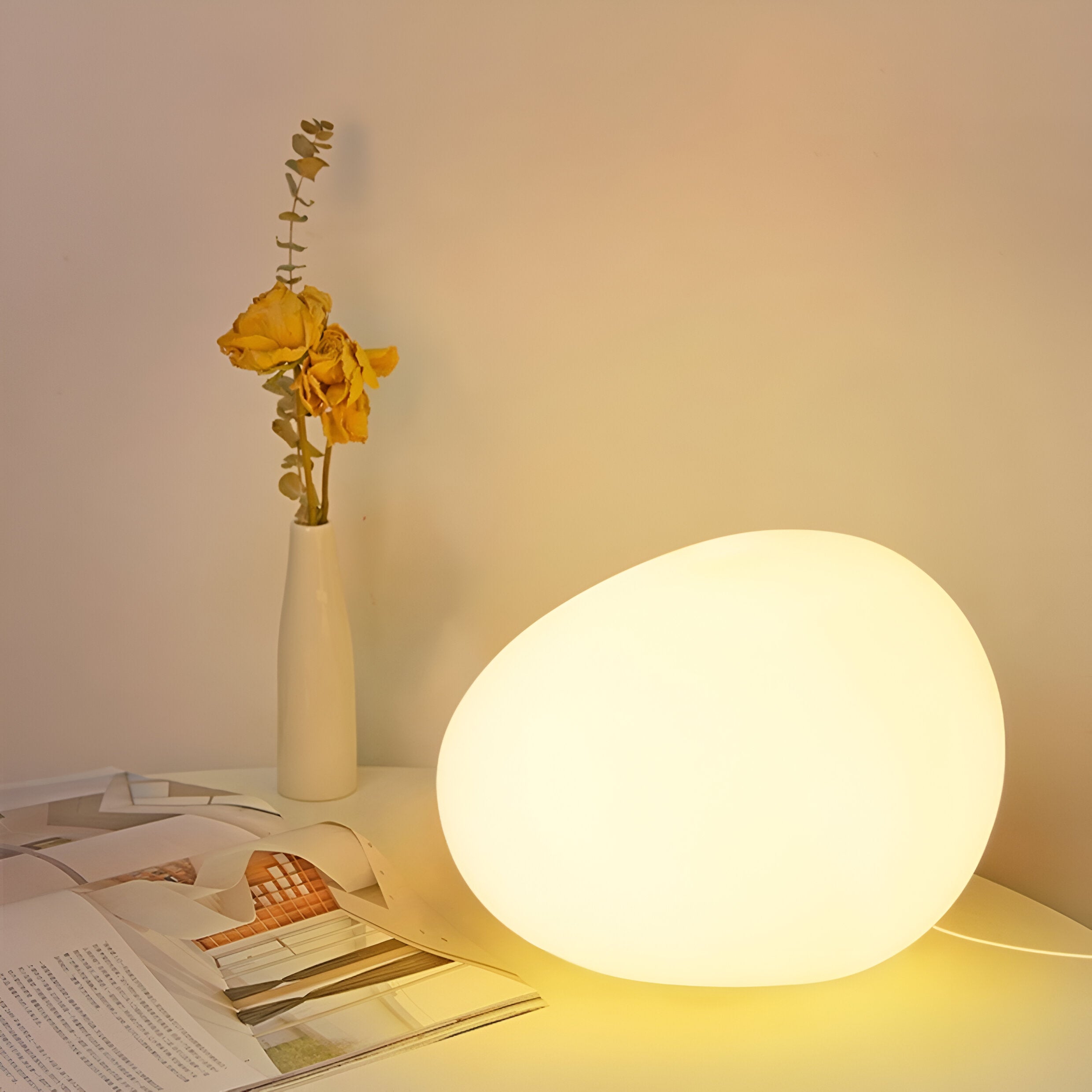 Modern Stone Shape Table Lamp with Soft Glow