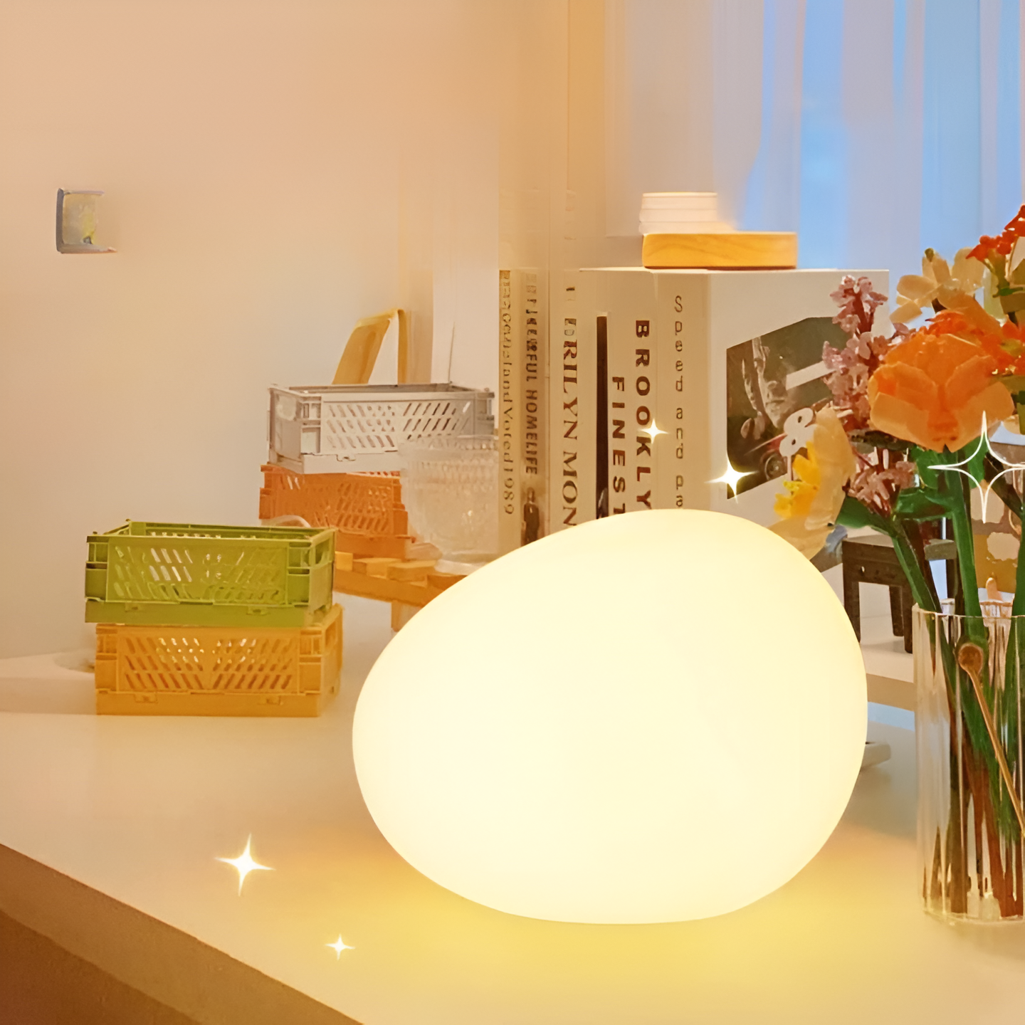 Modern Stone Shape Table Lamp with Soft Glow