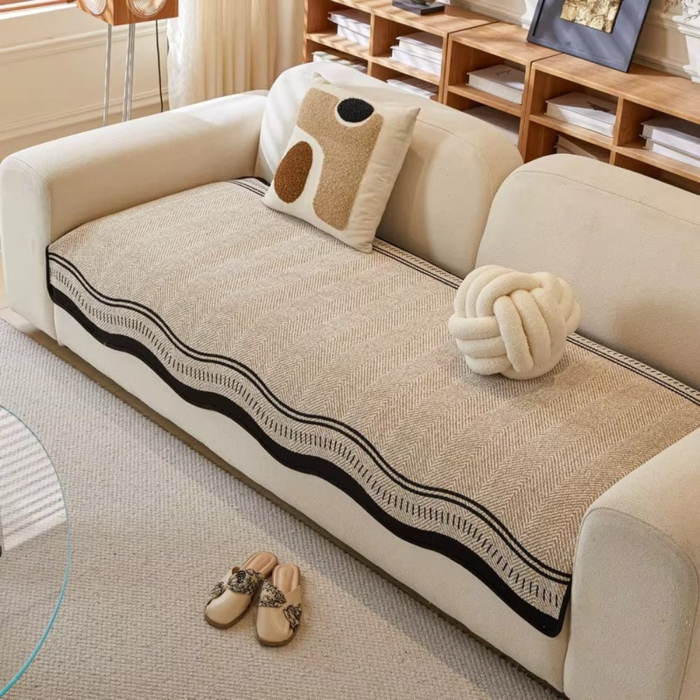 Modern Wave Sofa Cover with Wavy Border