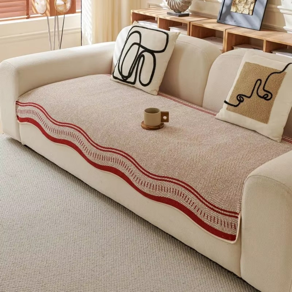 Modern Wave Sofa Cover with Wavy Border