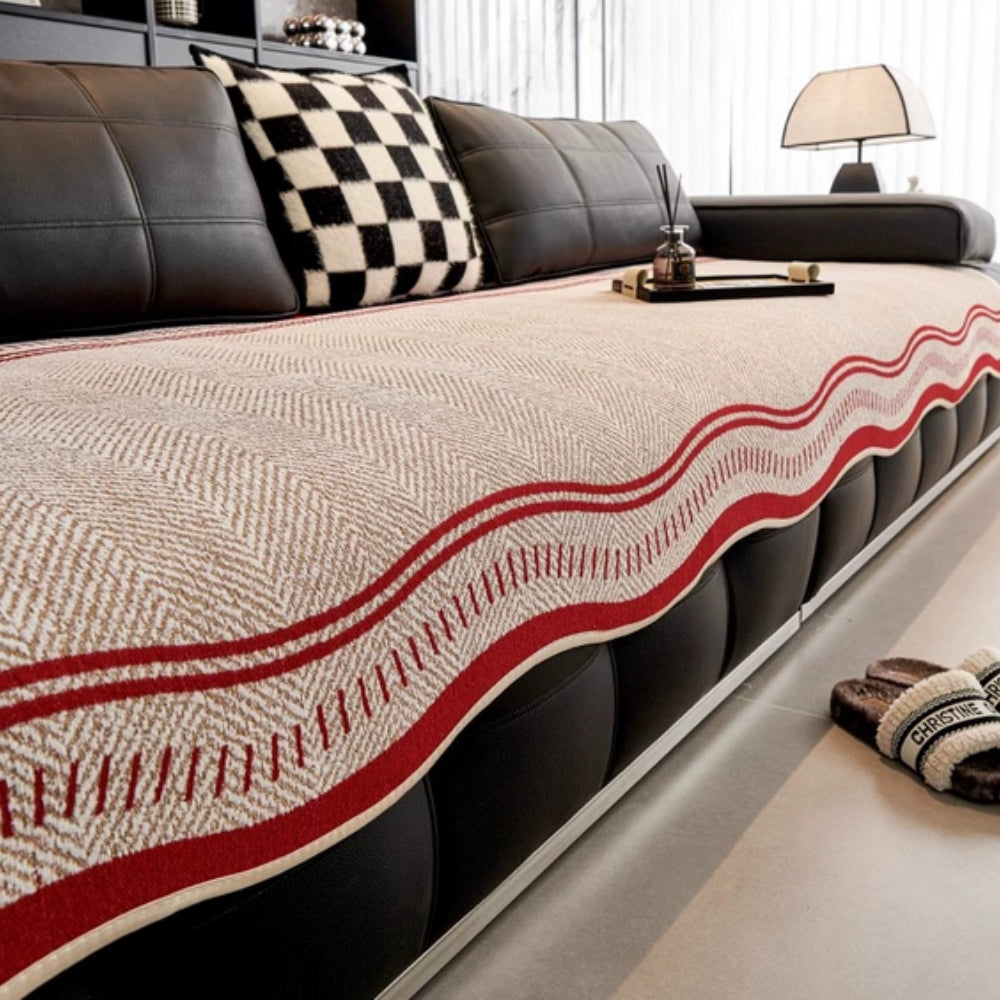 Modern Wave Sofa Cover with Wavy Border
