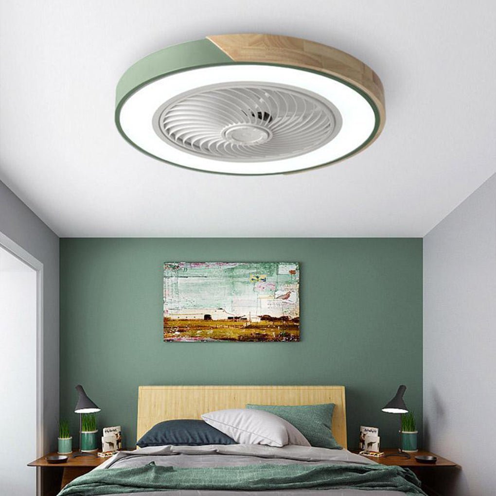 Modern Wood Ceiling Light with Fan and LED