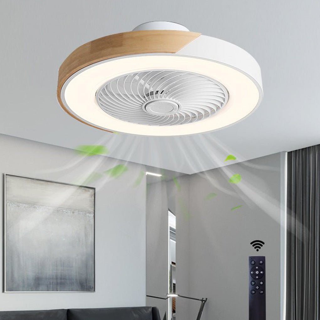 Modern Wood Ceiling Light with Fan and LED