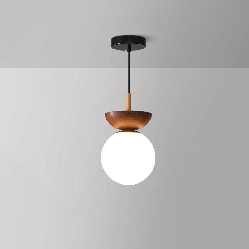 Modern Wood Ceiling Light with Glass Globe