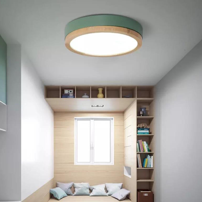Modern Wood Trim Ceiling Light with LED Flush