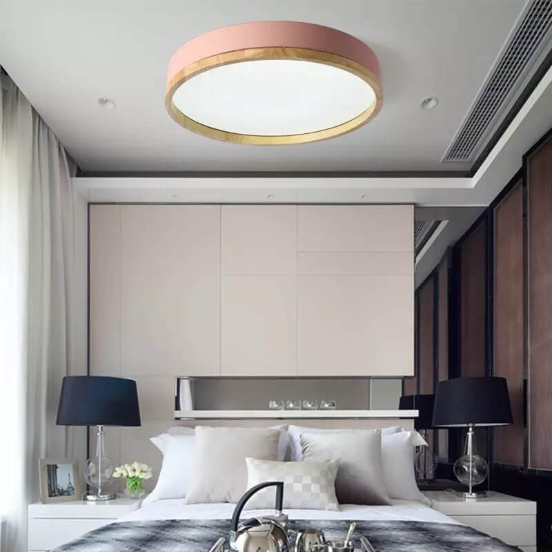 Modern Wood Trim Ceiling Light with LED Flush