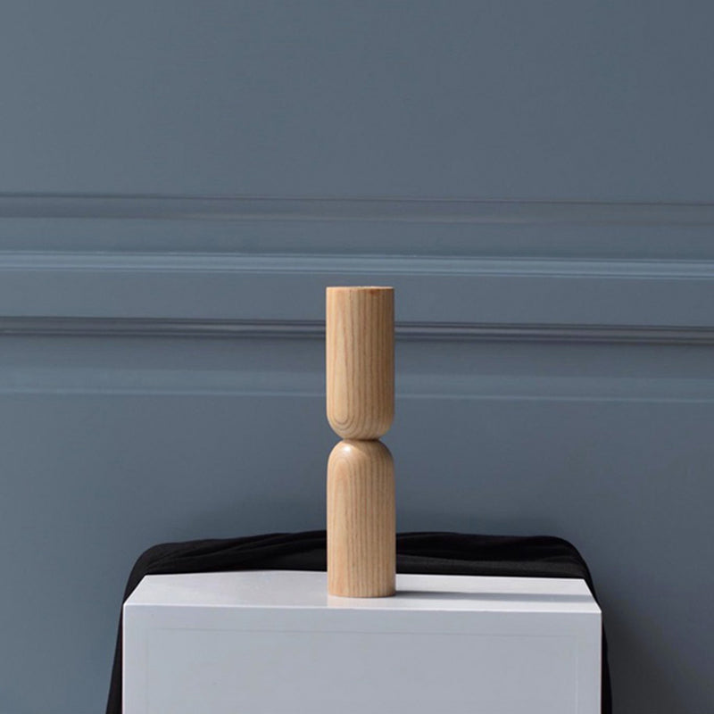 Modern Wooden Candle Holder with Rib Design