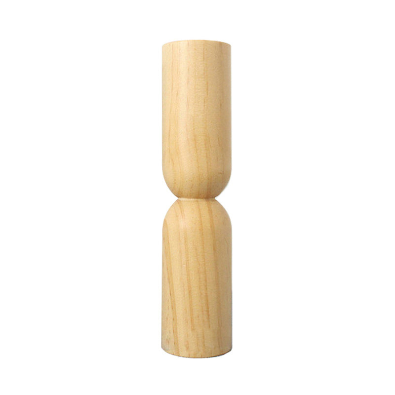 Modern Wooden Candle Holder with Rib Design