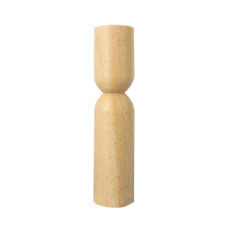 Modern Wooden Candle Holder with Rib Design