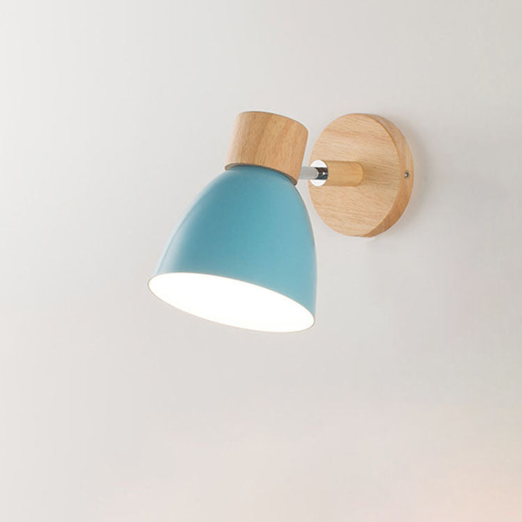 Modern Wooden Wall Sconce with Cone Shade Light