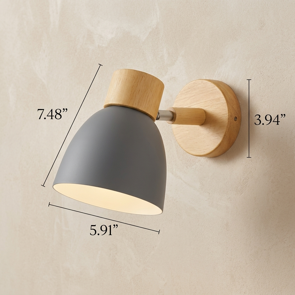 Modern Wooden Wall Sconce with Cone Shade Light