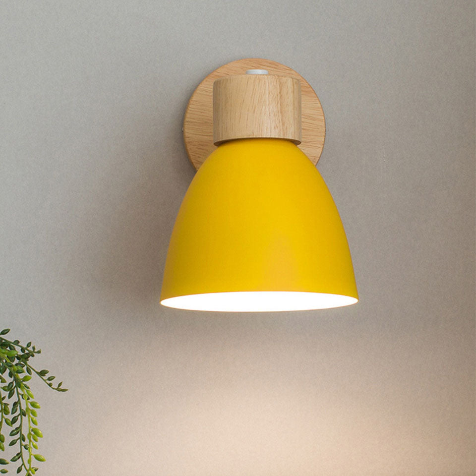 Modern Wooden Wall Sconce with Cone Shade Light