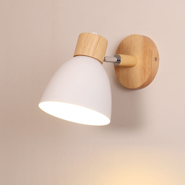 Modern Wooden Wall Sconce with Cone Shade Light