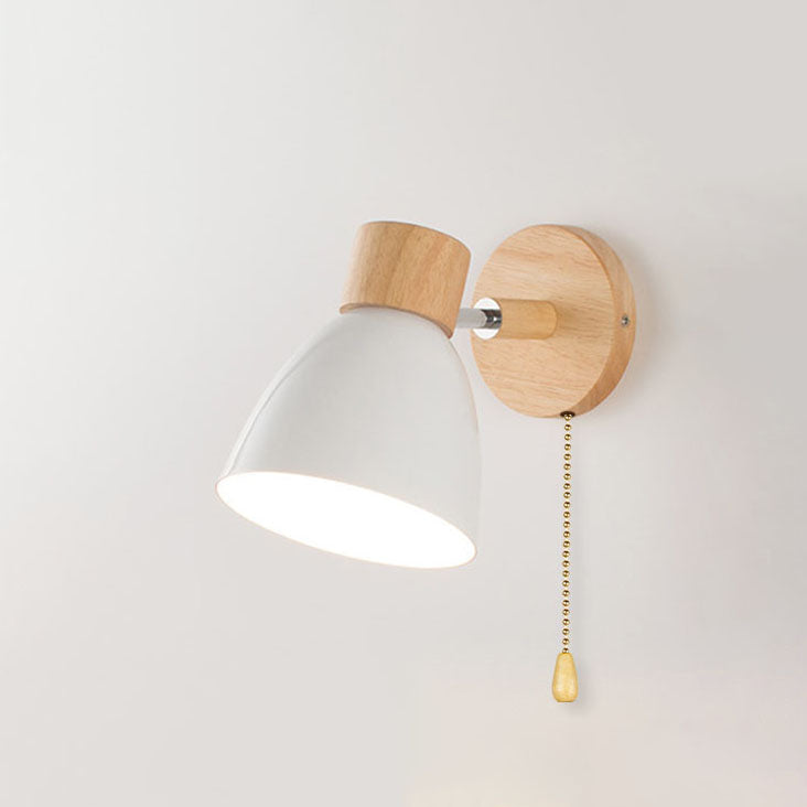 Modern Wooden Wall Sconce with Cone Shade Light