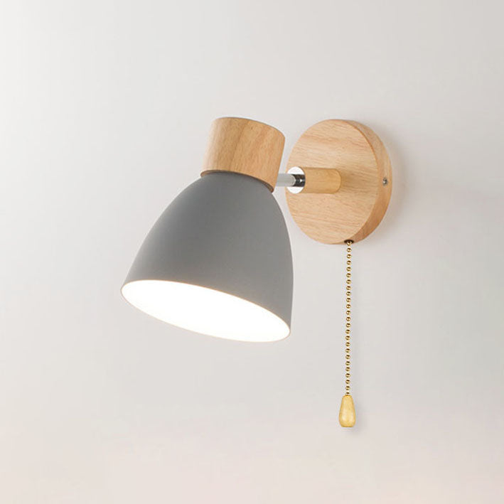 Modern Wooden Wall Sconce with Cone Shade Light