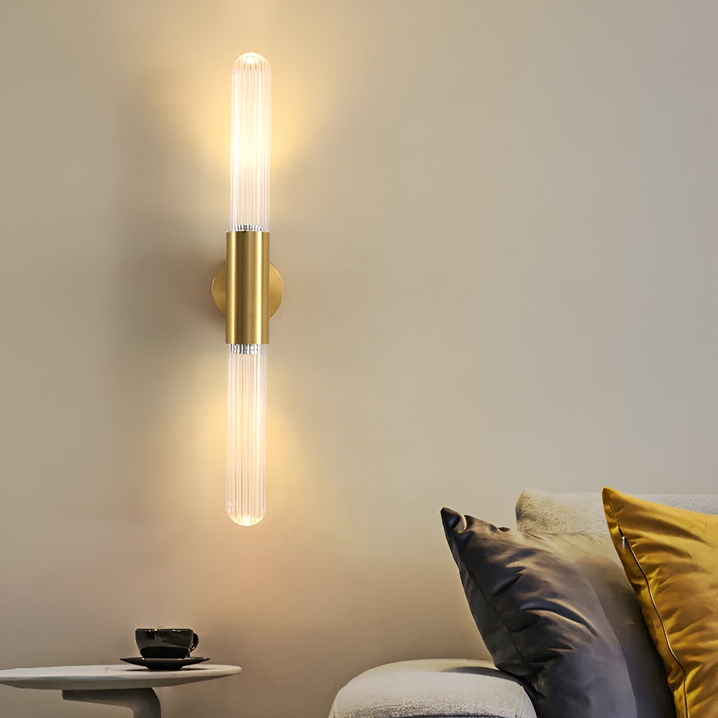 Nordic Glass Tube Wall Sconce with Copper Base