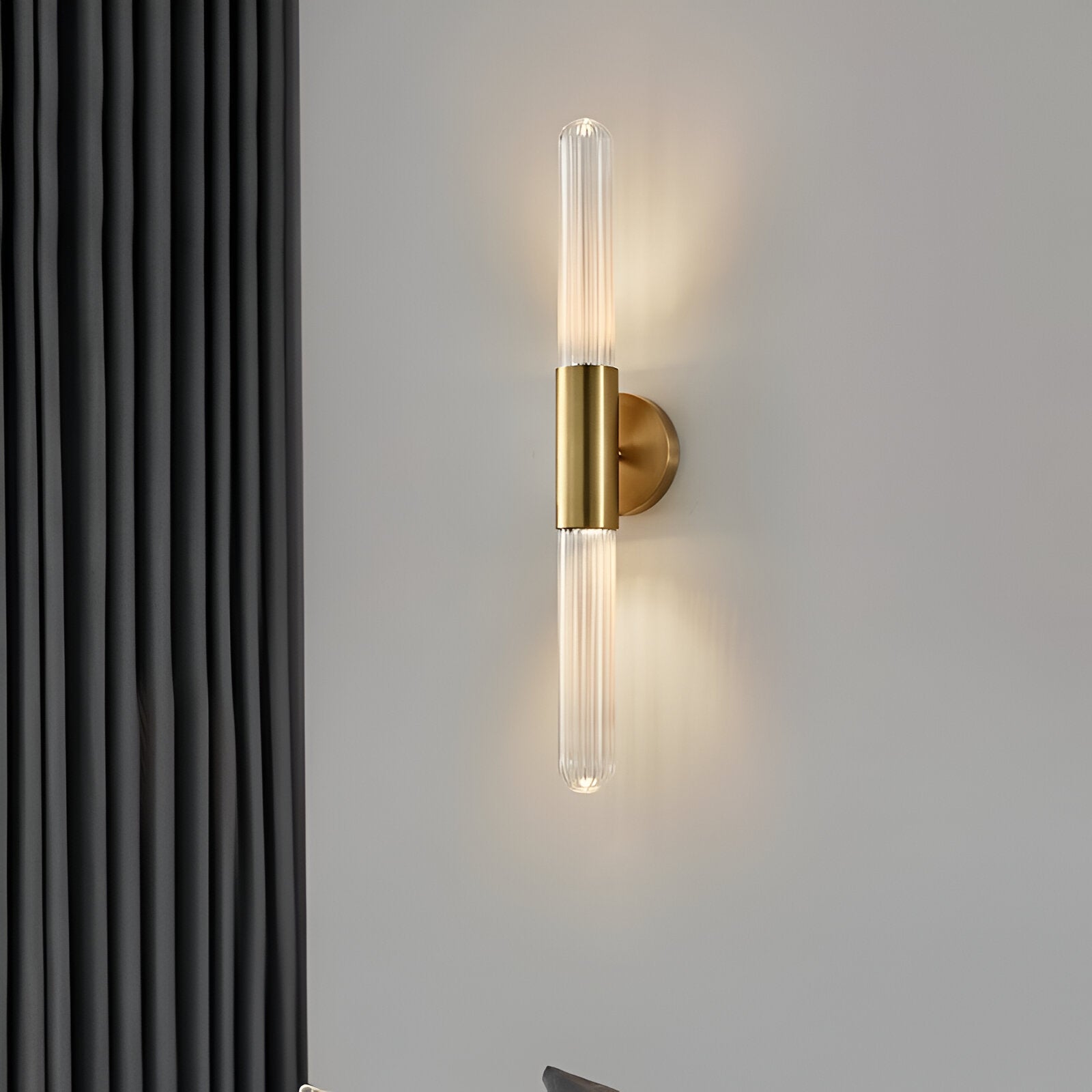 Nordic Glass Tube Wall Sconce with Copper Base