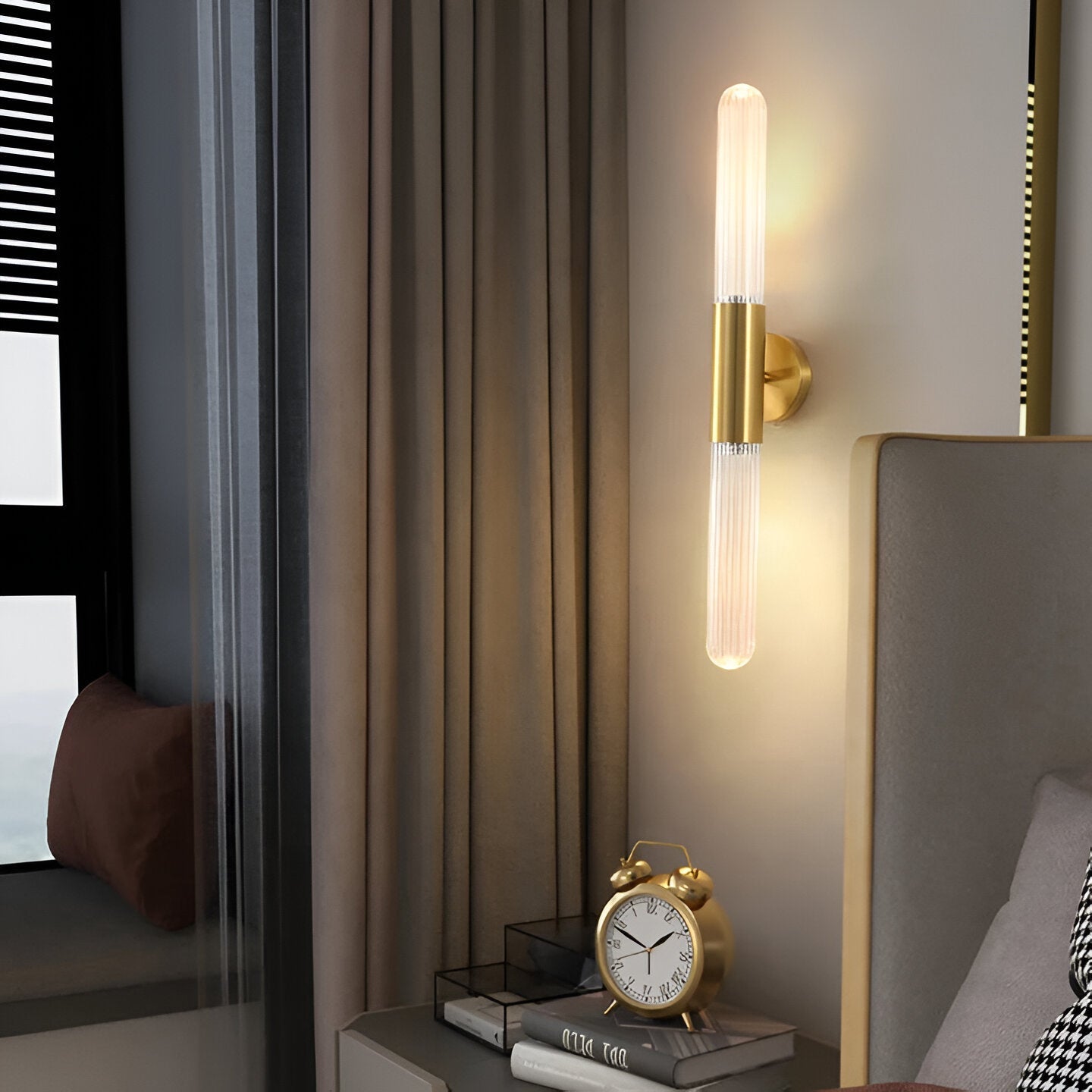 Nordic Glass Tube Wall Sconce with Copper Base