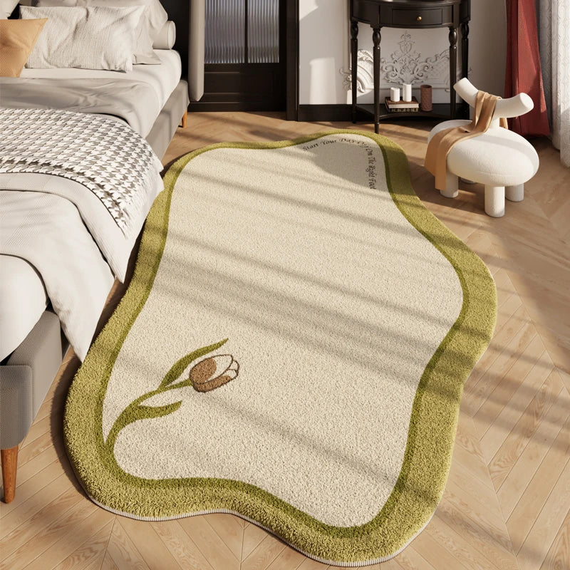 Nordic Plush Rug with Abstract Border