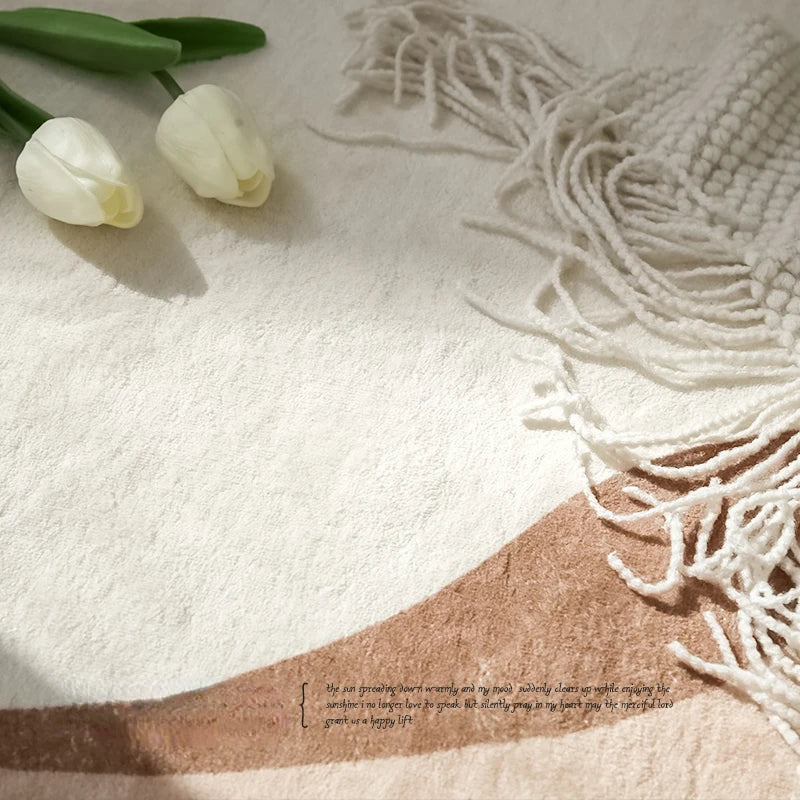 Nordic Plush Rug with Abstract Border