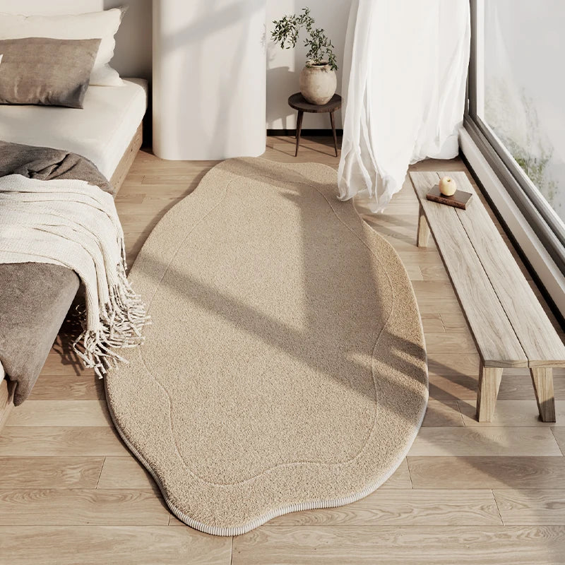 Nordic Plush Rug with Abstract Border