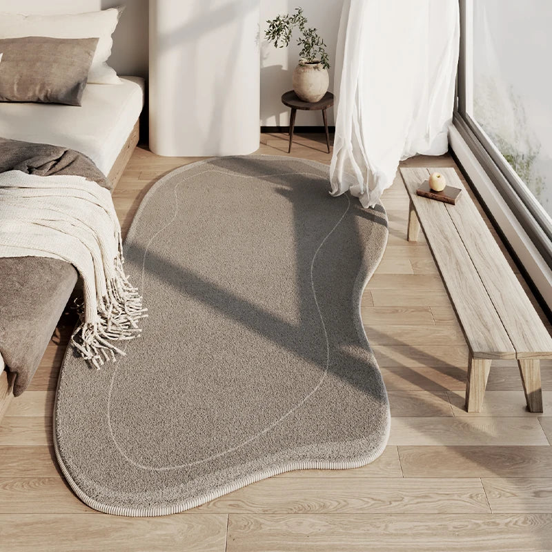 Nordic Plush Rug with Abstract Border