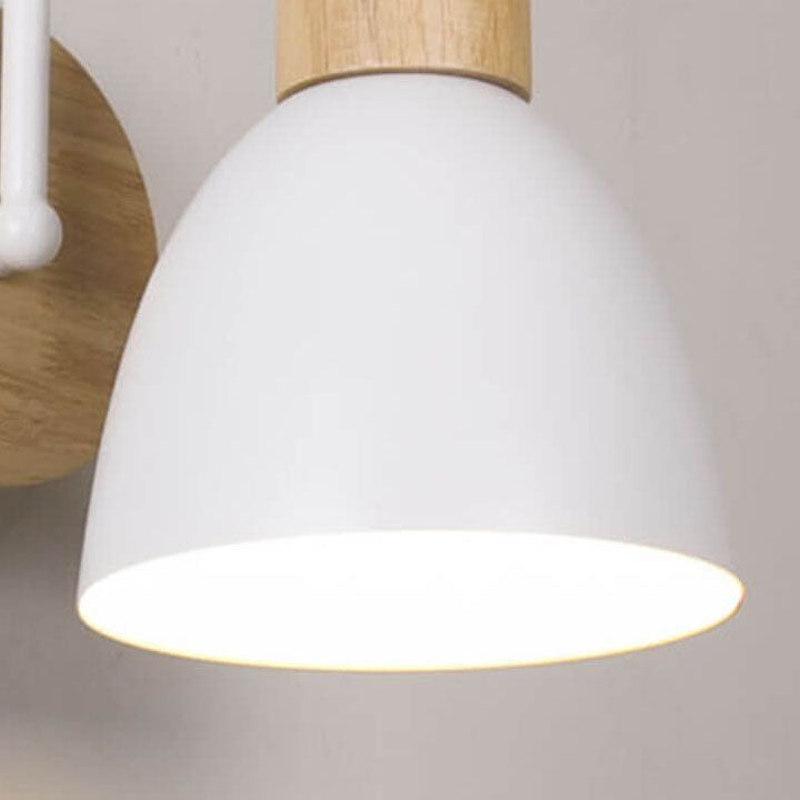 Nordic Wood Dome Wall Light with Pull Switch