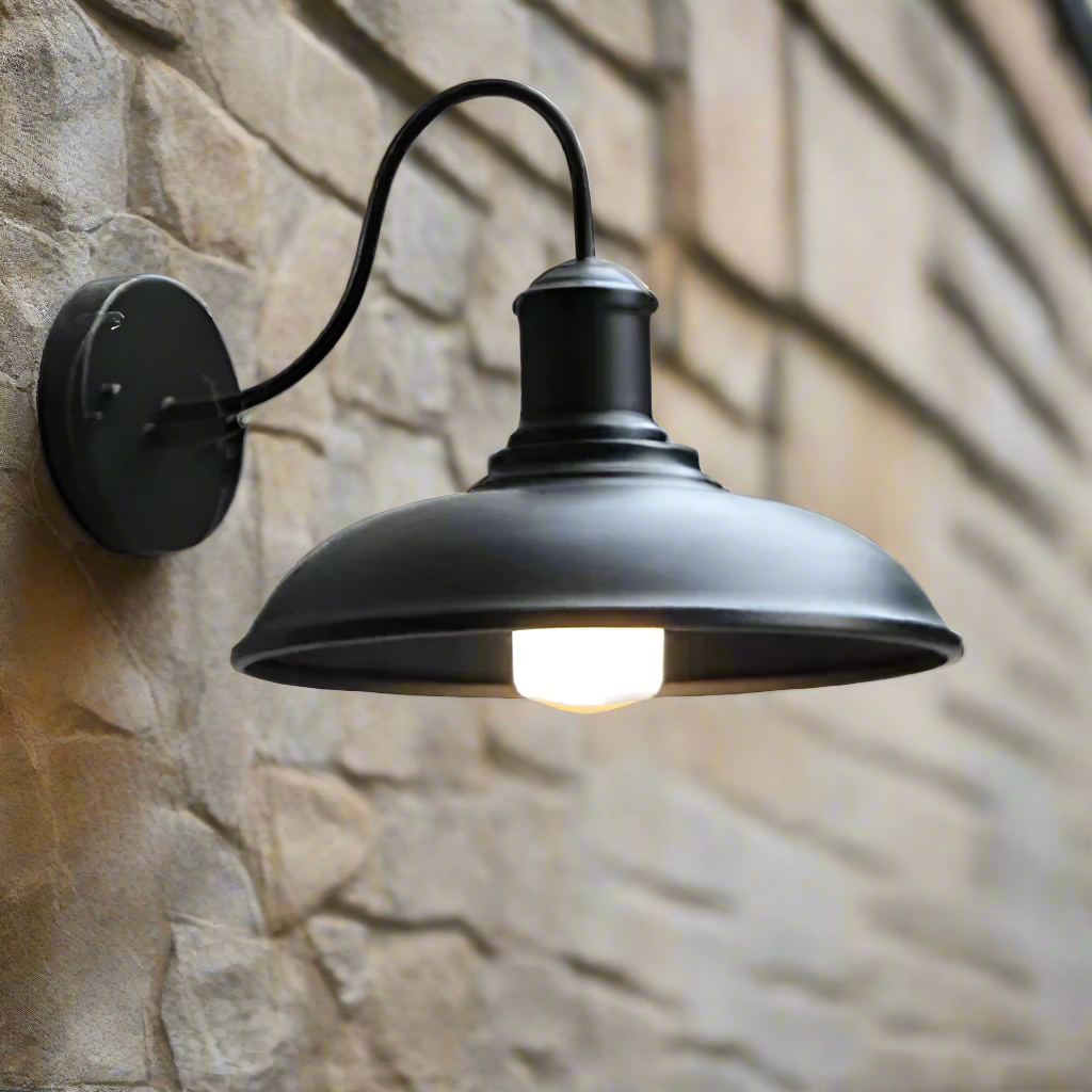 Vintage Industrial Iron Bowl LED Wall Light
