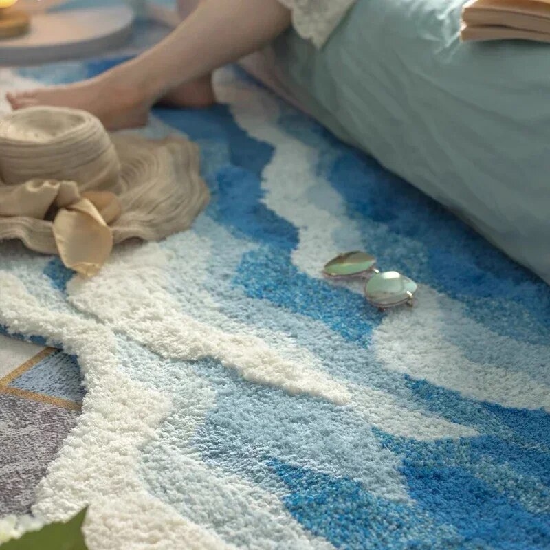 Ocean Wave Rug with Soft Plush Texture