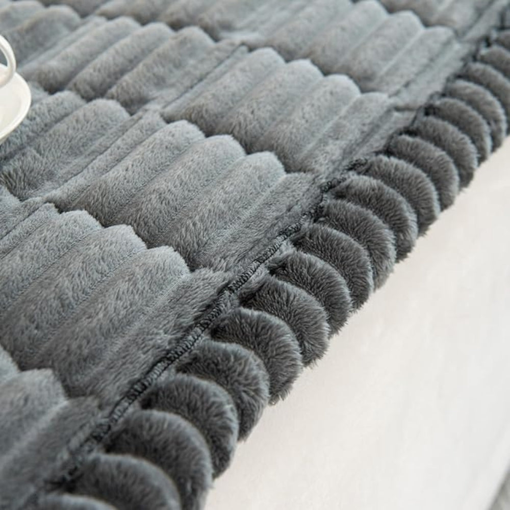 Pleated Plush Sofa Cover with Anti Slip