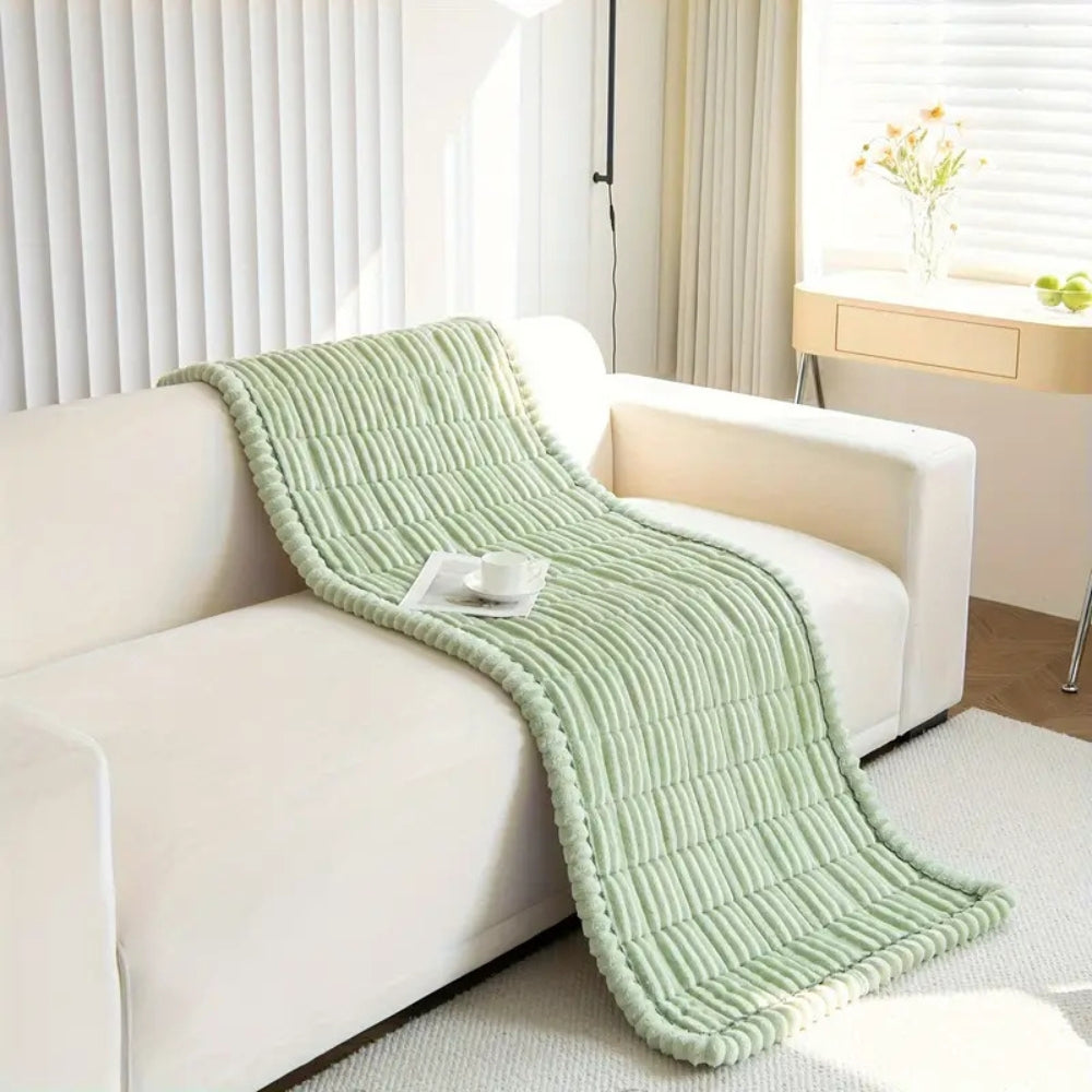 Pleated Plush Sofa Cover with Anti Slip